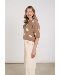 NUKUS Lara Pullover Dots 60 taupe