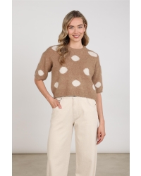 NUKUS Lara Pullover Dots 60 taupe