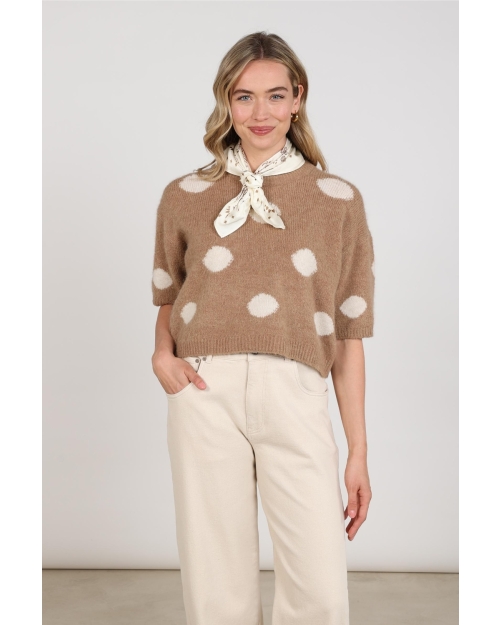 NUKUS Lara Pullover Dots 60 taupe