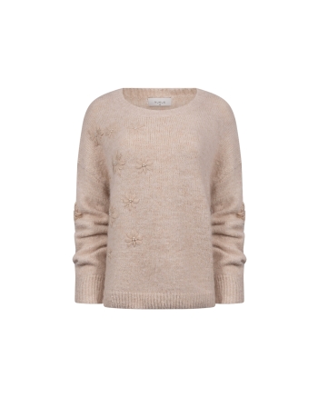 NUKUS Konstanza Pullover Flower 9 sand
