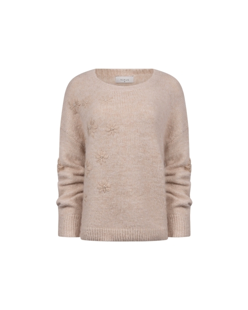 NUKUS Konstanza Pullover Flower 9 sand