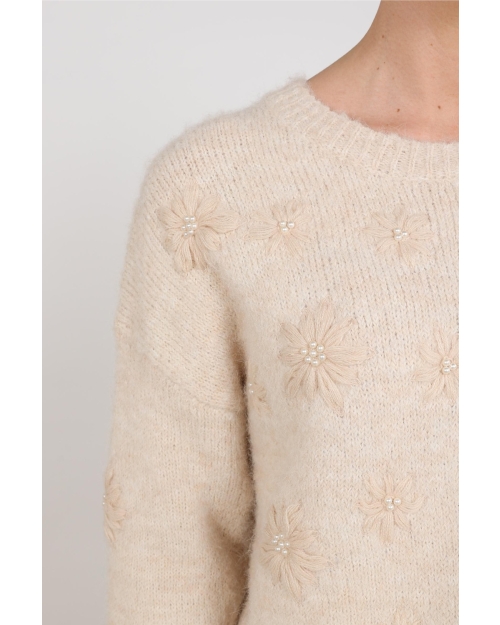 NUKUS Konstanza Pullover Flower 9 sand