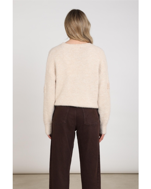 NUKUS Konstanza Pullover Flower 9 sand