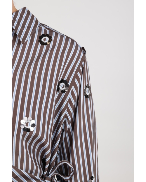 NUKUS Amy Blouse Stripe 393 chocolate/sky