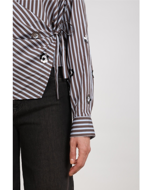 NUKUS Amy Blouse Stripe 393 chocolate/sky