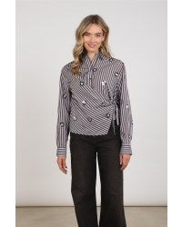 NUKUS Amy Blouse Stripe 393 chocolate/sky