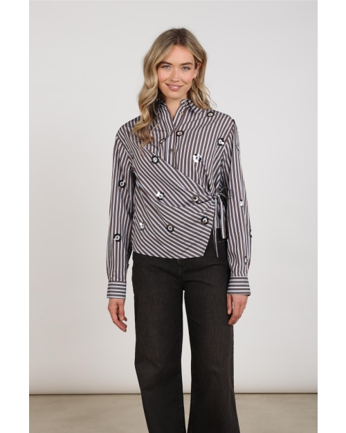 NUKUS Amy Blouse Stripe 393 chocolate/sky