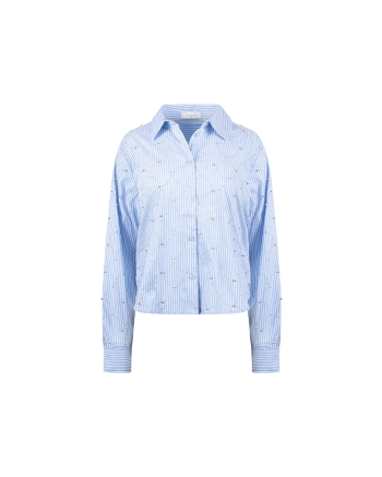 NUKUS Nowi Blouse Stripe Stones 235 offwhite/sky