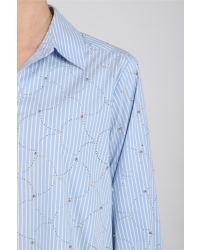 NUKUS Nowi Blouse Stripe Stones 235 offwhite/sky