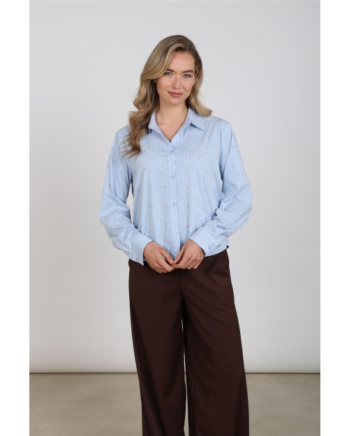 NUKUS Nowi Blouse Stripe Stones 235 offwhite/sky