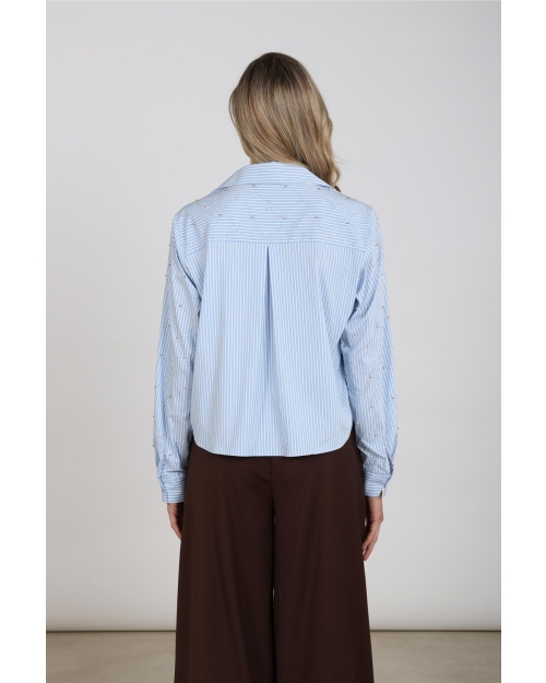NUKUS Nowi Blouse Stripe Stones 235 offwhite/sky