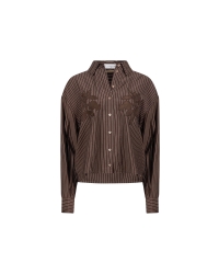 NUKUS Alice Blouse Stripes Embroidery 334 chocolate