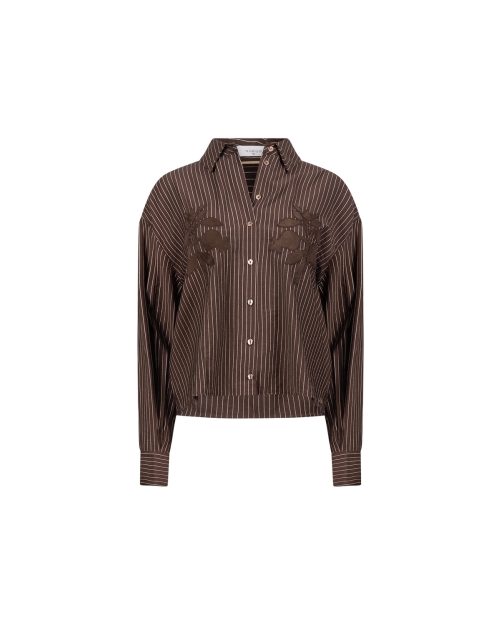 NUKUS Alice Blouse Stripes Embroidery 334 chocolate