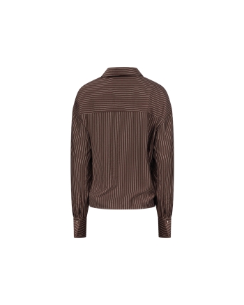 NUKUS Alice Blouse Stripes Embroidery 334 chocolate