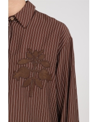 NUKUS Alice Blouse Stripes Embroidery 334 chocolate