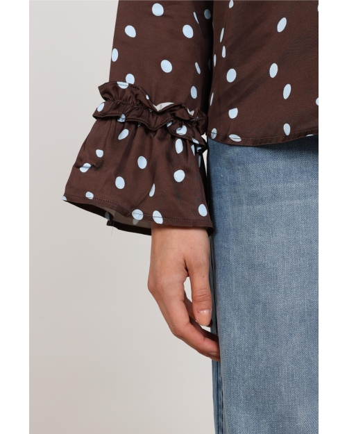 NUKUS Arani Blouse Dots 393 chocolate/sky