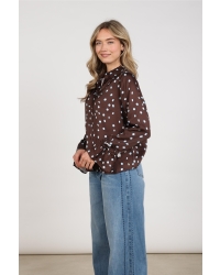 NUKUS Arani Blouse Dots 393 chocolate/sky