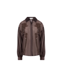 NUKUS Addie Blouse Embroidery 334 chocolate