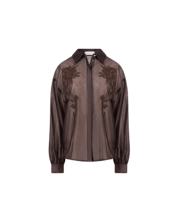 NUKUS Addie Blouse Embroidery 334 chocolate