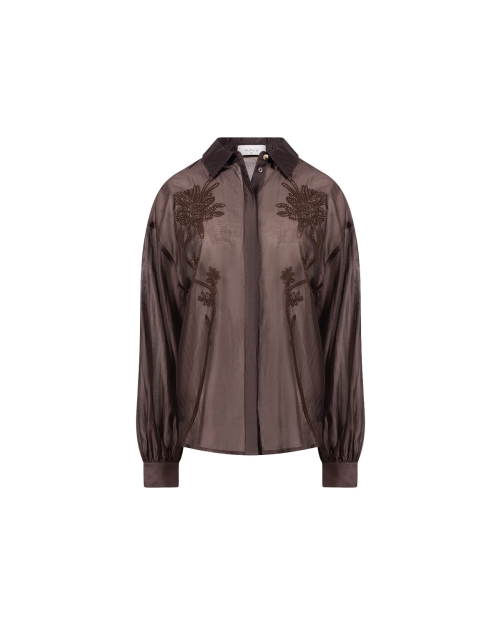 NUKUS Addie Blouse Embroidery 334 chocolate