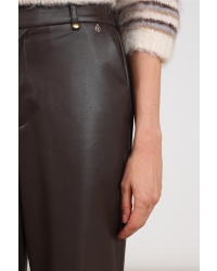 NUKUS Beverly Pants Pockets PU 334 chocolate