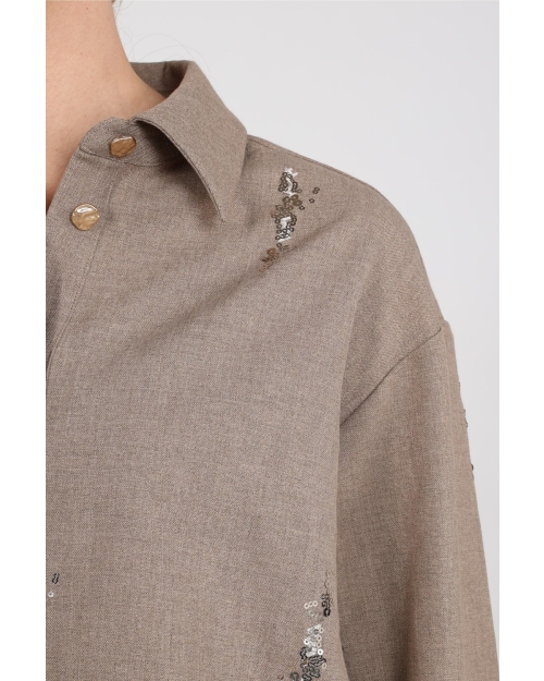 NUKUS Annelynn Blouse Paillet 60 taupe