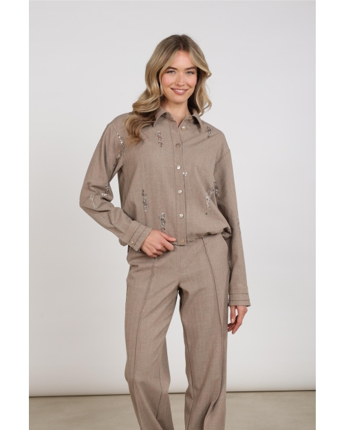 NUKUS Annelynn Blouse Paillet 60 taupe