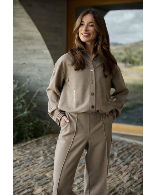 NUKUS Annelynn Blouse Paillet 60 taupe