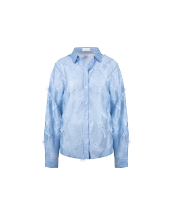 NUKUS Aysha Blouse Feathers 46 sky