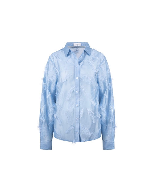 NUKUS Aysha Blouse Feathers 46 sky