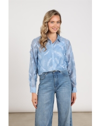 NUKUS Aysha Blouse Feathers 46 sky