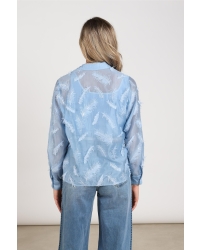 NUKUS Aysha Blouse Feathers 46 sky
