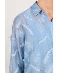 NUKUS Aysha Blouse Feathers 46 sky