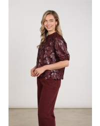 NUKUS Nicole Top Flower PU 333 cherry