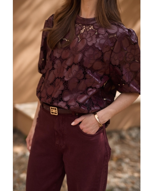 NUKUS Nicole Top Flower PU 333 cherry