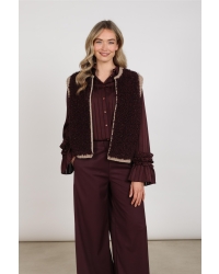 NUKUS Lana Gilet 396 cherry/taupe