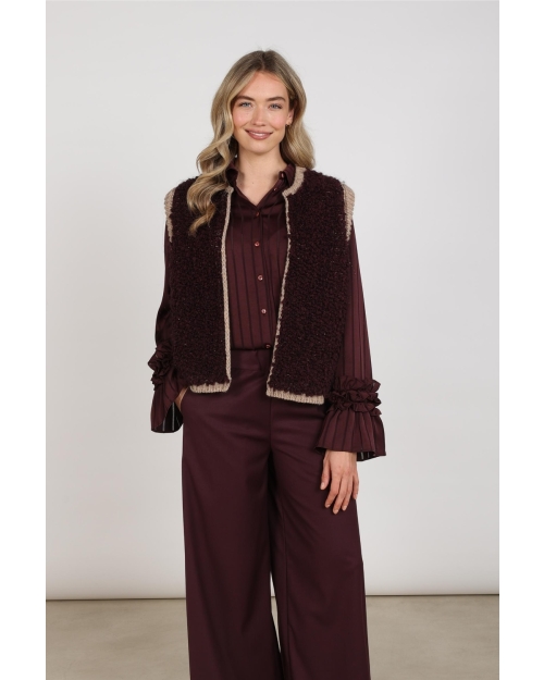 NUKUS Lana Gilet 396 cherry/taupe