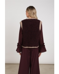NUKUS Lana Gilet 396 cherry/taupe