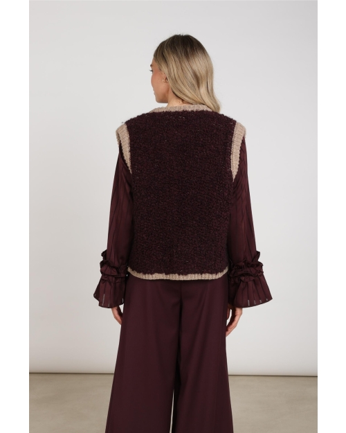 NUKUS Lana Gilet 396 cherry/taupe