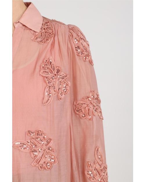 NUKUS Antonella Blouse Paillet Flower 336 rose