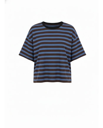 POM Amsterdam T-SHIRT - Tyra Striped Brown Blue 998 multi colour