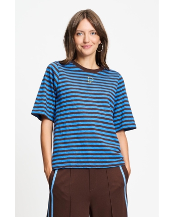 POM Amsterdam T-SHIRT - Tyra Striped Brown Blue 998 multi colour