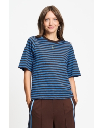 POM Amsterdam T-SHIRT - Tyra Striped Brown Blue 998 multi colour