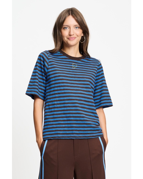 POM Amsterdam T-SHIRT - Tyra Striped Brown Blue 998 multi colour