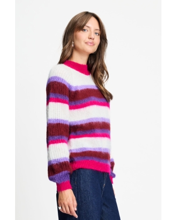 POM Amsterdam PULLOVER - Faye Striped Red 998 multi colour