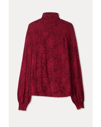 POM Amsterdam TURTLENECK - Ruby Lace Burgundy Red 400 red