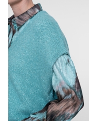 Geisha Knitted gilet with buttons 602 aqua