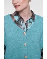 Geisha Knitted gilet with buttons 602 aqua