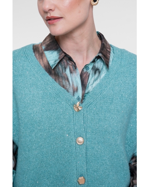 Geisha Knitted gilet with buttons 602 aqua