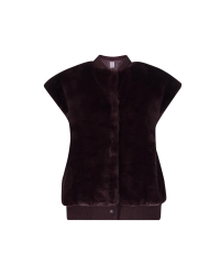 Geisha Gilet fur with rib 480 burgundy